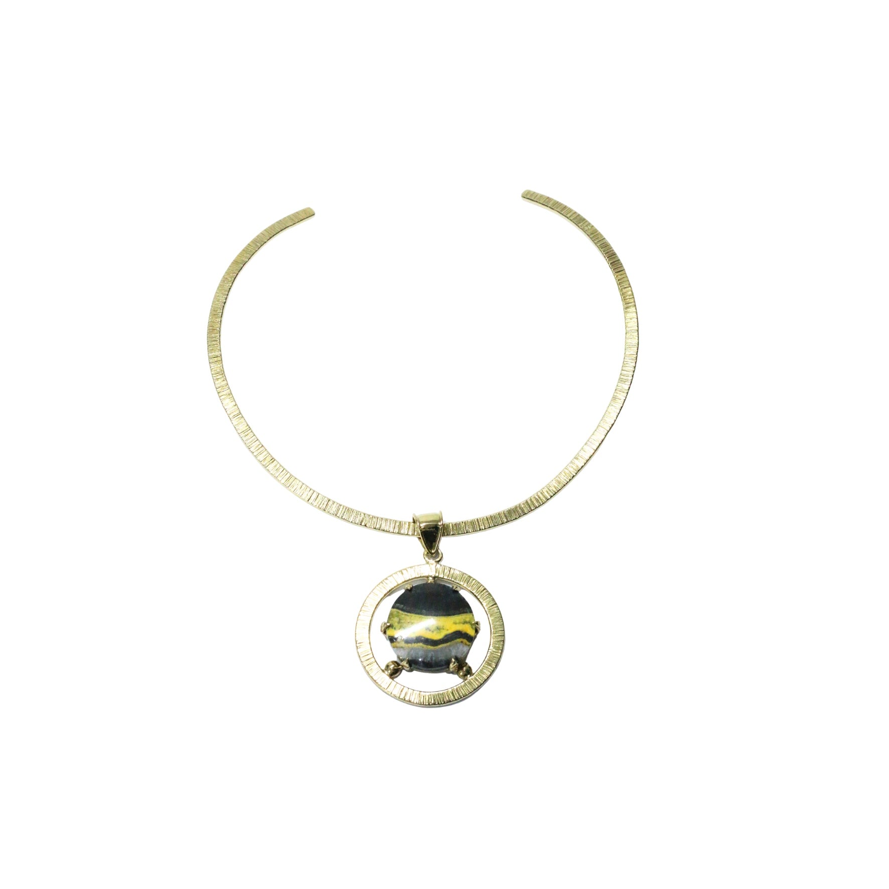 Bumblebee Jasper with Gold Brass Necklace