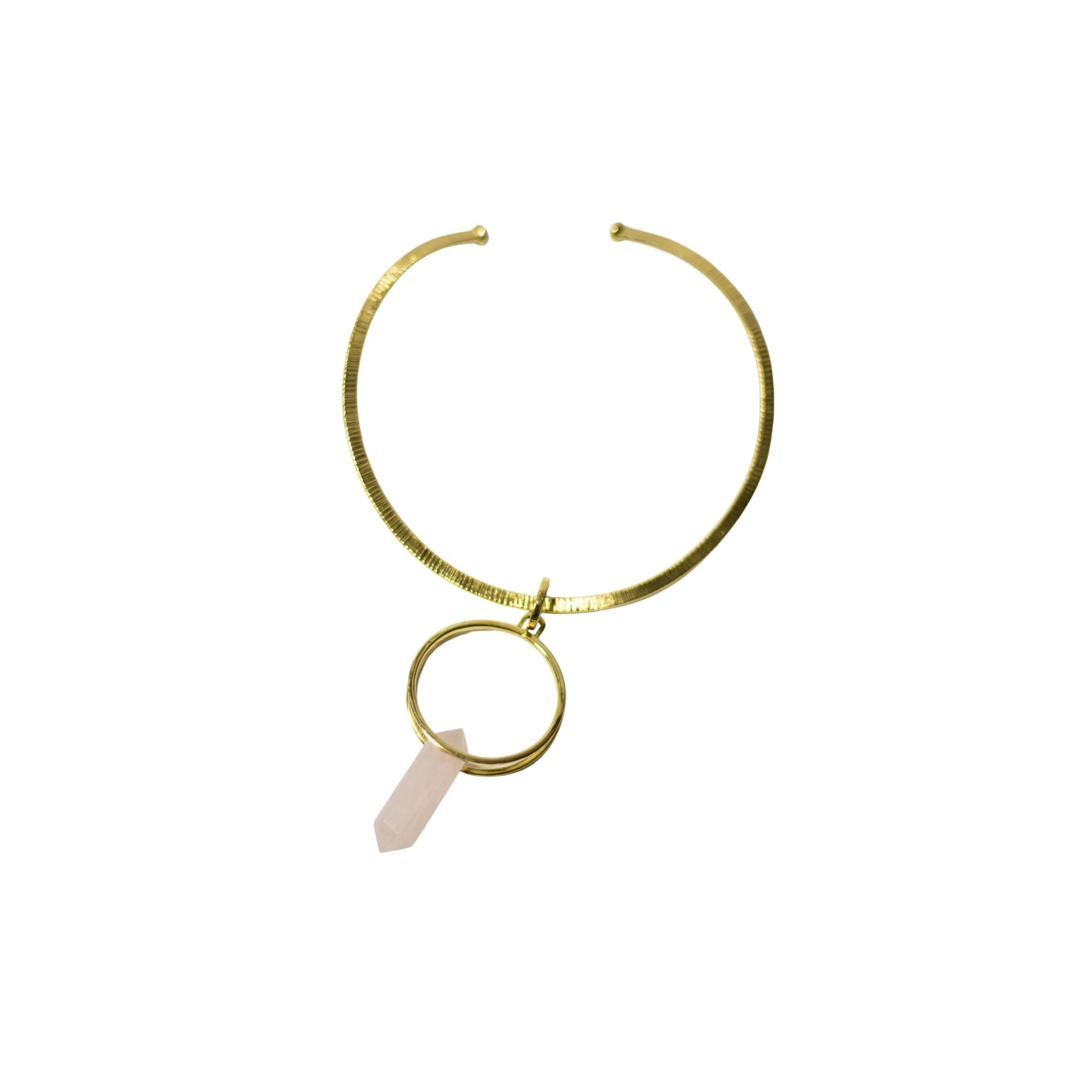 Double Gold Brass Rings With Gold Brass Necklace