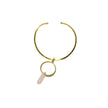 Double Gold Brass Rings With Gold Brass Necklace