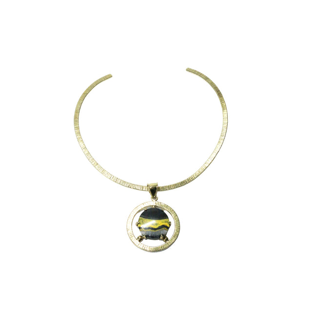 Bumblebee Jasper with Gold Brass Necklace