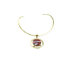 Brown Lace Agate With Gold Brass Necklace