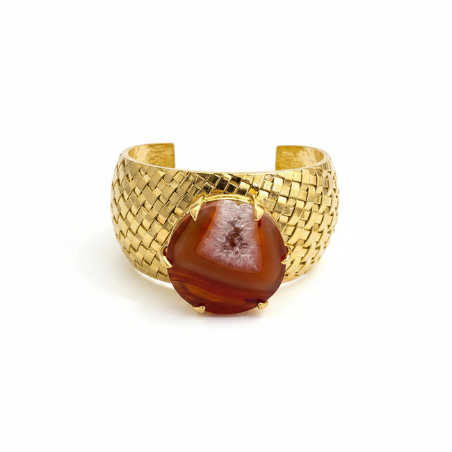Azure Majestity Gold Cuff with Brown Agate