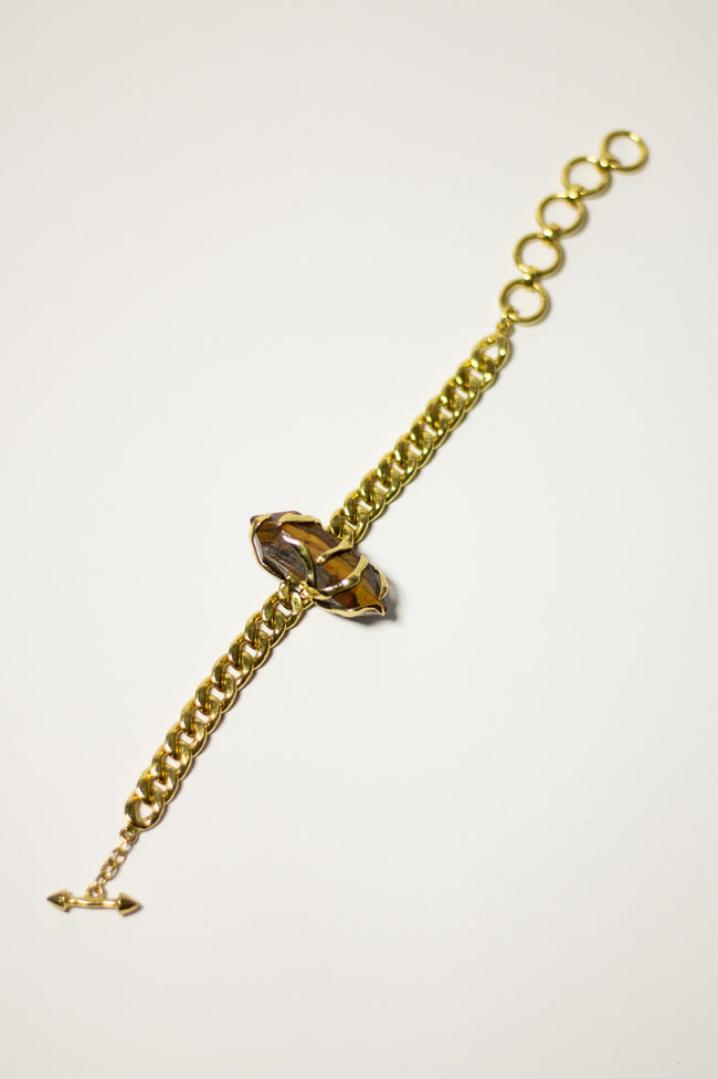 Smoky Quartz Gold Chain Bracelet