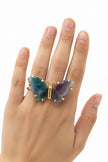 Fluorite Crystal Bull Pendant with Gold Plating
