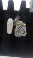 Luminous Selenite & Pyrite Statement Ring