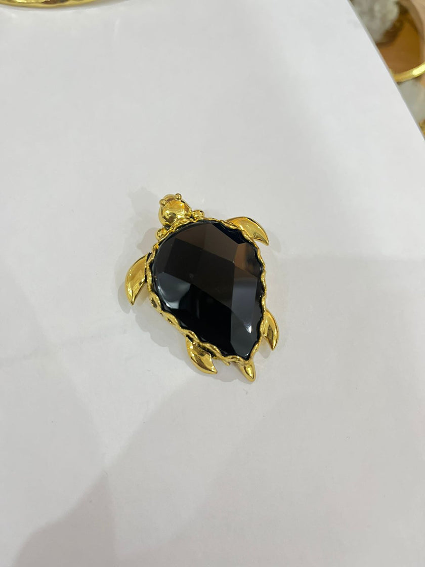 Turtle Pendant with Brass Gold