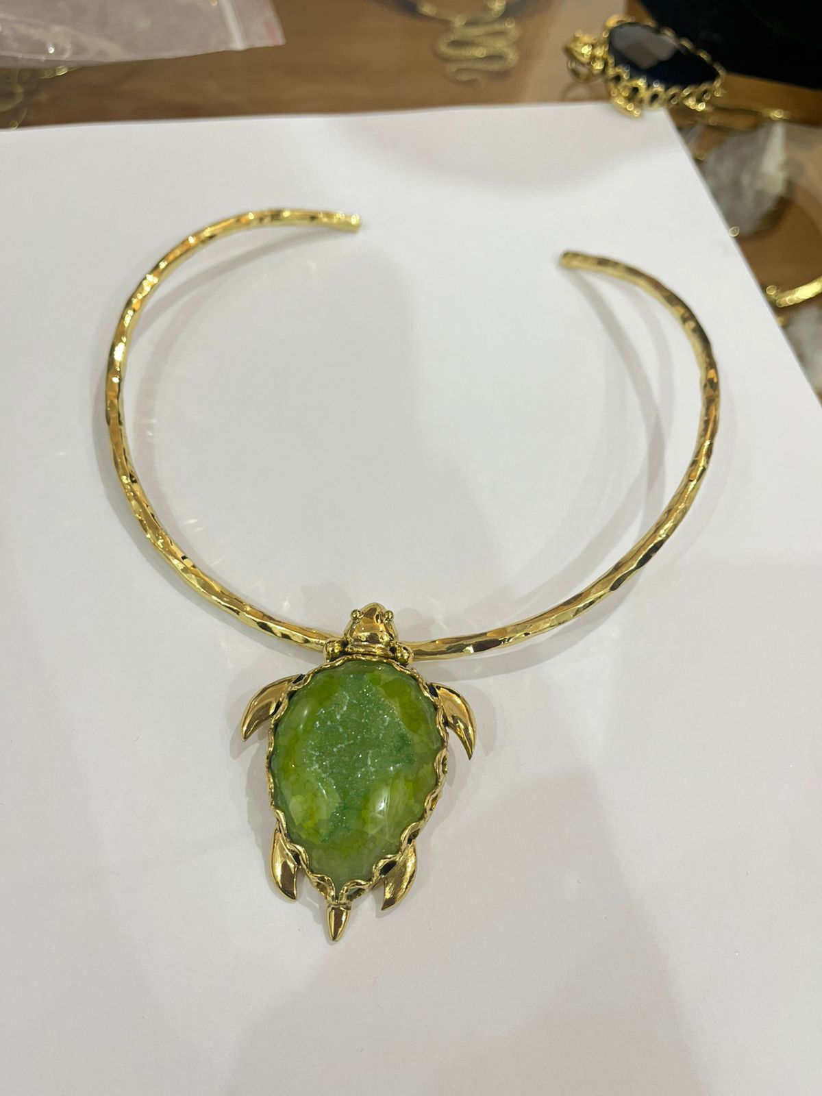 Turtle Pendant with Brass Gold