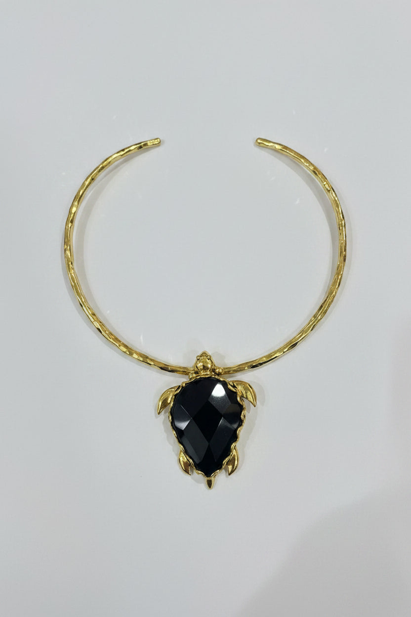 Turtle Pendant with Brass Gold