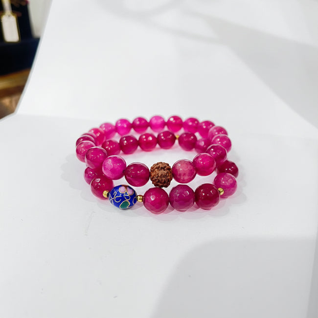 Fuchsia Beaded Statement Bracelet
