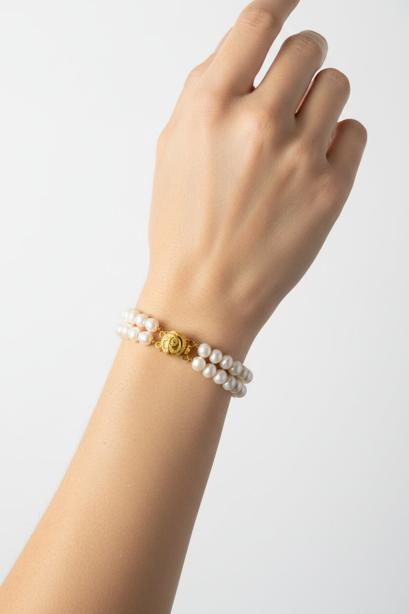 Pearl Double Charm Bracelet