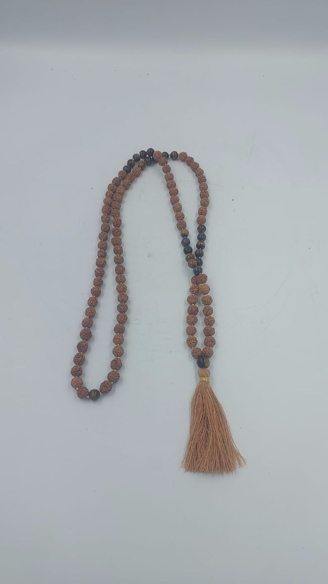 Tiger Eye Beaded Mala with Tassel