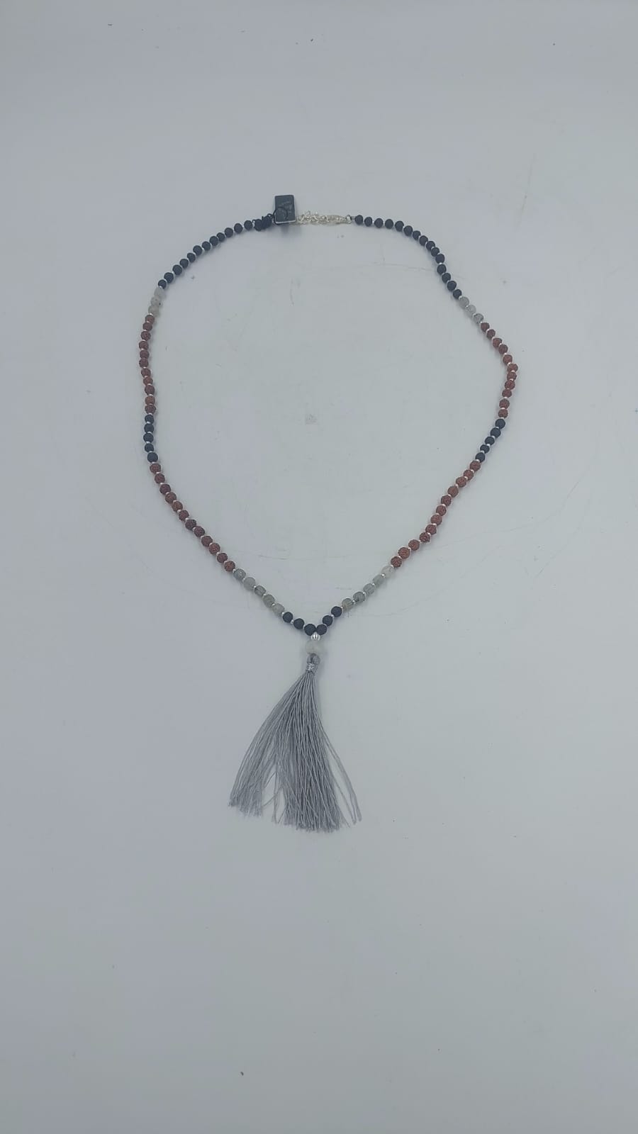 Hematite Beaded Tassel Mala Necklace