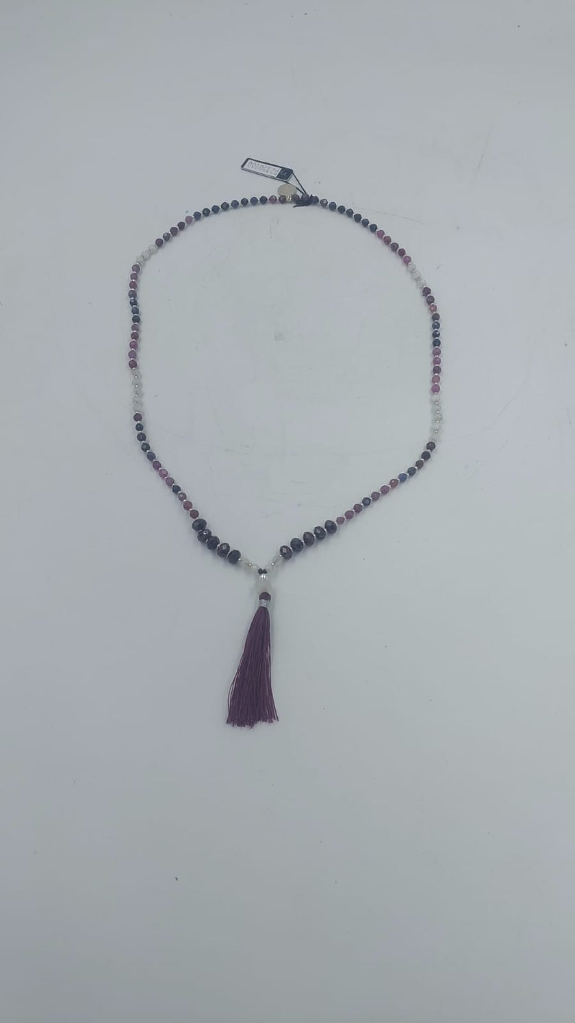 Hematite Beaded Tassel Mala Necklace