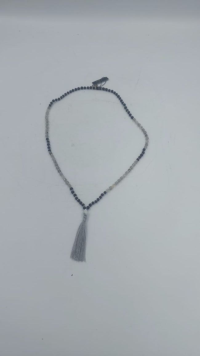 Hematite Beaded Tassel Mala Necklace