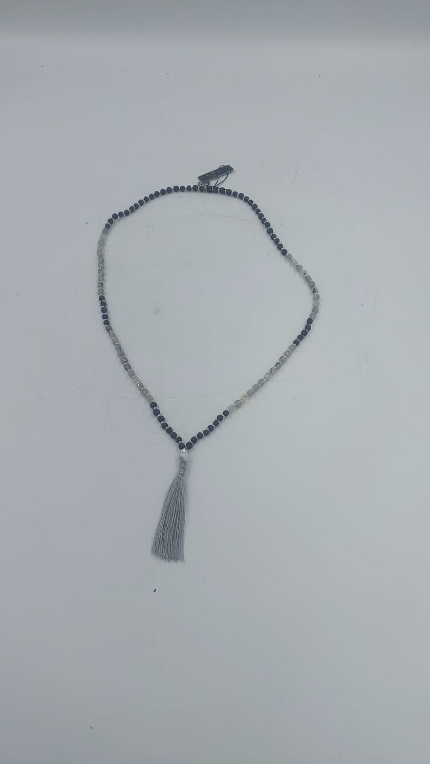 Hematite Beaded Tassel Mala Necklace