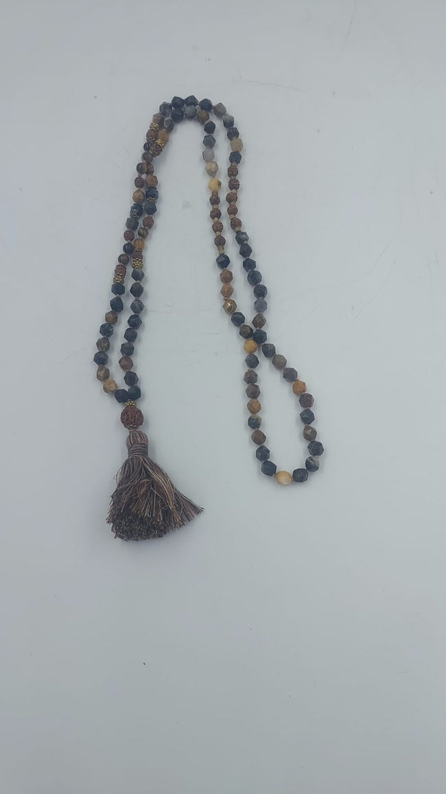 Labradorite Brown Mala with Tassel