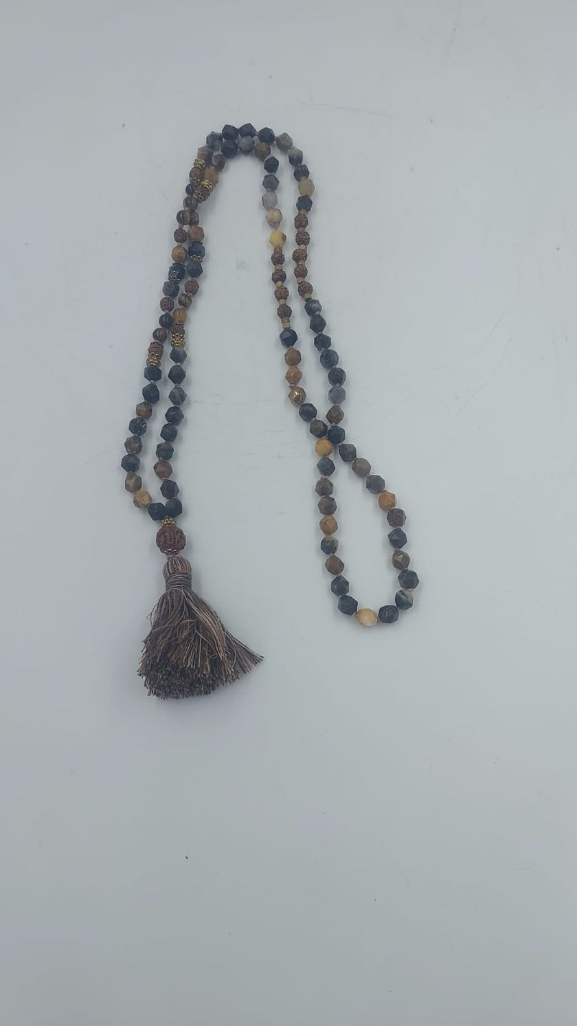Labradorite Brown Mala with Tassel