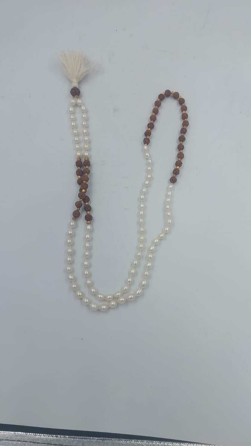 Pearl Rudaksha Mala with Tassel