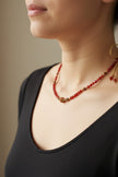 Burgundy & Amber Beaded Necklace