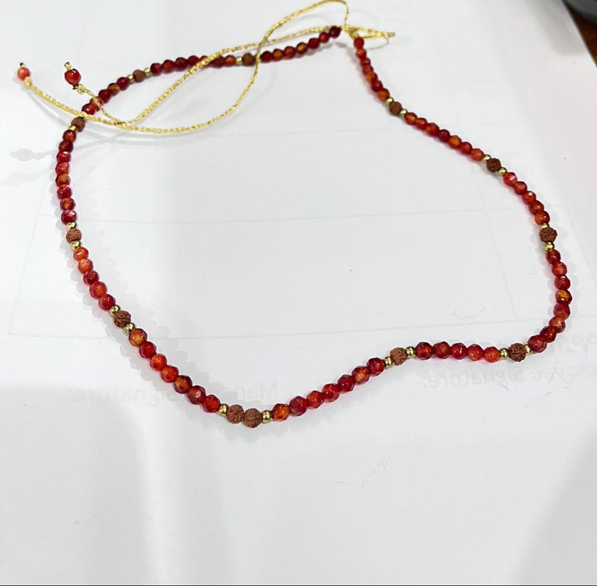 Burgundy & Amber Beaded Necklace