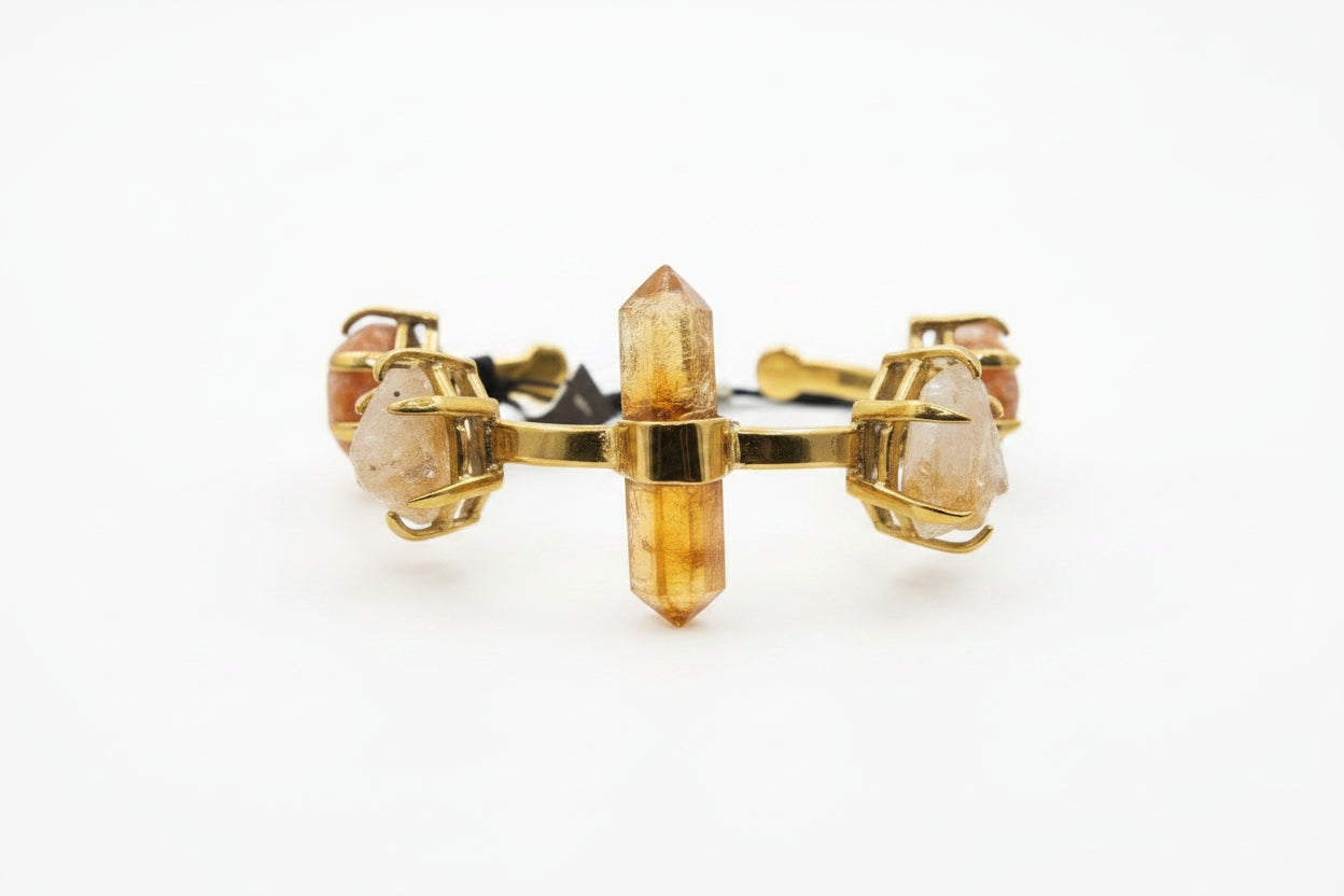 Citrine Point Crystal Cuff Bracelet