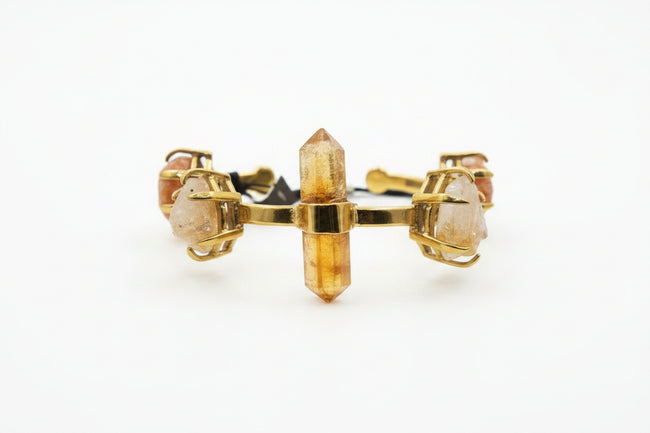 Citrine Point Crystal Cuff Bracelet