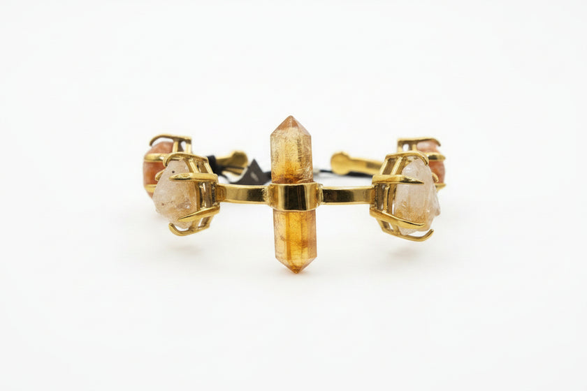 Citrine Point Crystal Cuff Bracelet