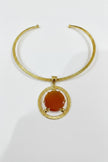 Gold Circle Pendant with Brass Gold Necklace