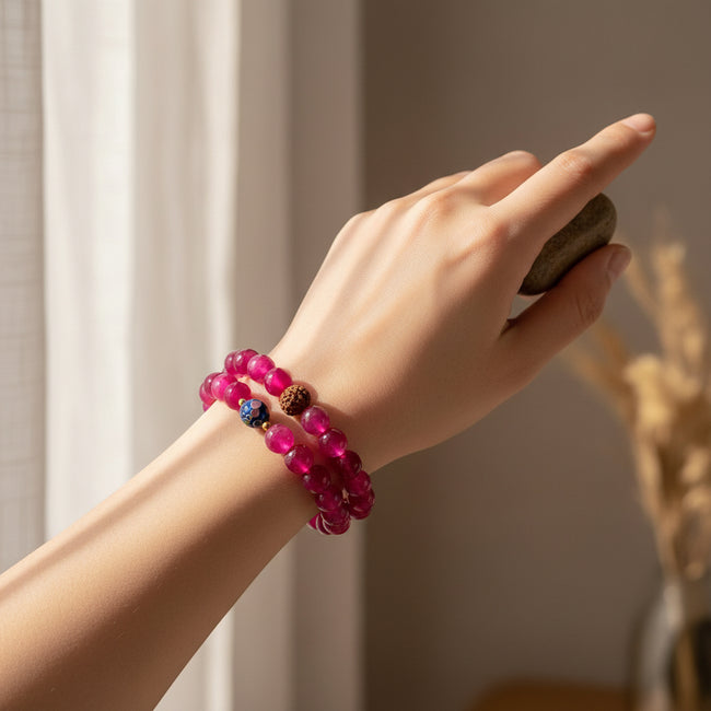 Fuchsia Beaded Statement Bracelet