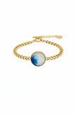 Big Round Blue Glacierite Chain Bracelet