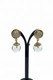 Clear Quartz With Gold Brass Earrings
